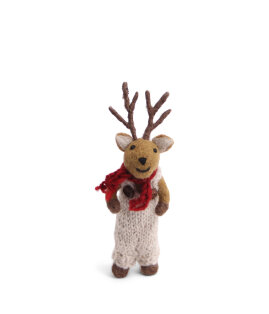 Day and Age Small Brown Boy Deer with Grey Pants & Scarf